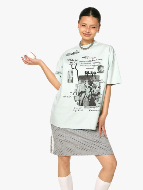 GKIKZ ABSTRACT COLLAGE PRINT COTTON TEES