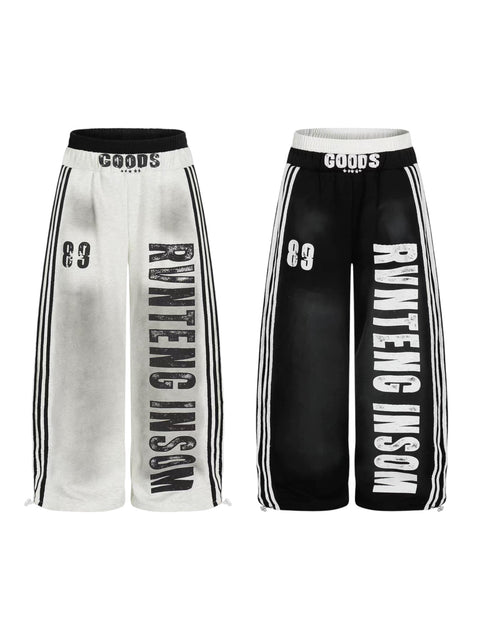 GKIKZ X RVNTENG™ GRAPHIC STRIPE WIDE-LEG TRACK PANTS