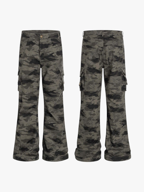 GKIKZ TACTICAL CAMO FLARE CARGO PANTS