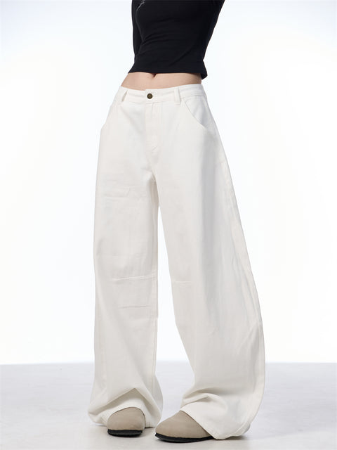 GKIKZ RETRO WHITE RELAXATION SCIMITAR BAGGY PANTS