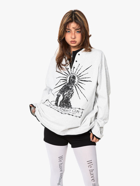 GKIKZ FAKE TWO-PIECE LONG SLEEVES T-SHIRT