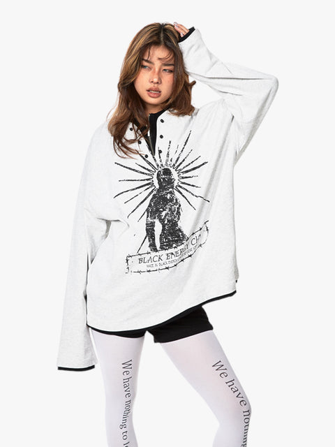 GKIKZ FAKE TWO-PIECE LONG SLEEVES T-SHIRT