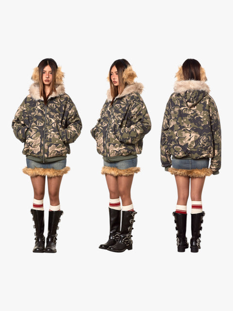 GKIKZ COTTON PADDED FUR COLLAR JACKET