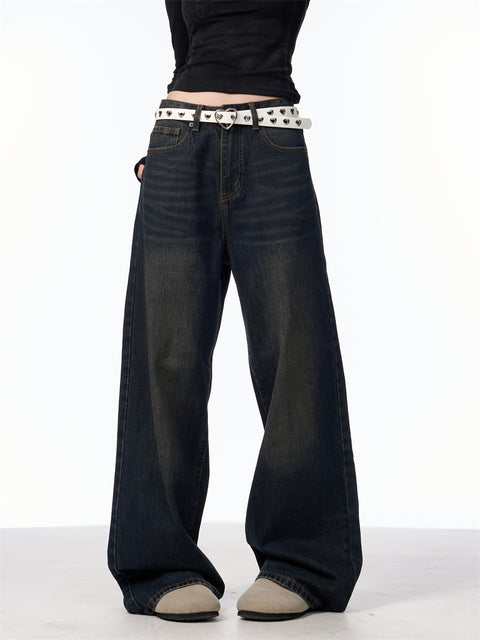 GKIKZ TRULY DULL OLD BLACK WIDE-LEG JEANS