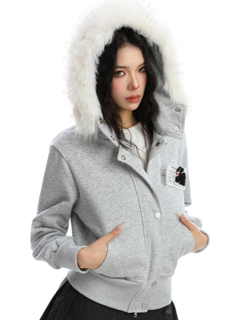 GKIKZ BLOCK CODE FAUX FUR JACKET