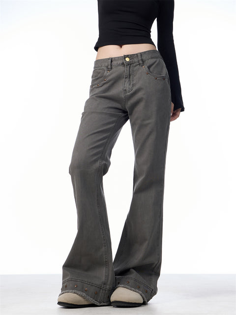 GKIKZ RETRO SKINNY WAIST STRETCH FLARED PANTS