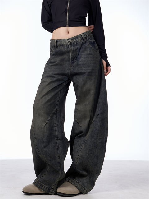 GKIKZ DIRTY SPLASH-INK MATCHET WIDE-LEG DENIM PANTS