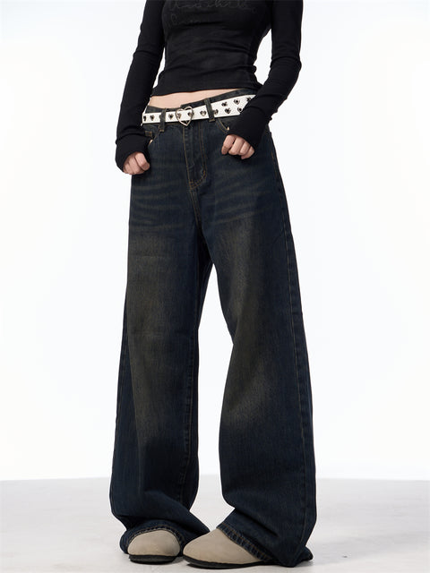 GKIKZ TRULY DULL OLD BLACK WIDE-LEG JEANS