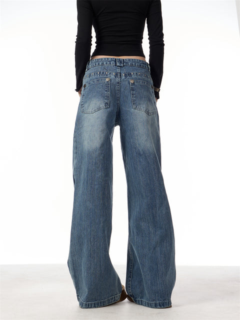 GKIKZ RIVET HIGH WAIST WIDE-LEG JEANS