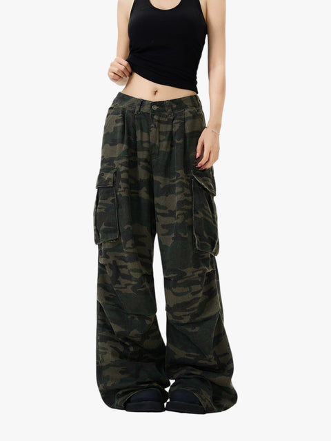 GKIKZ RETRO CAMOUFLAGE WORKWEAR BAGGY PANTS
