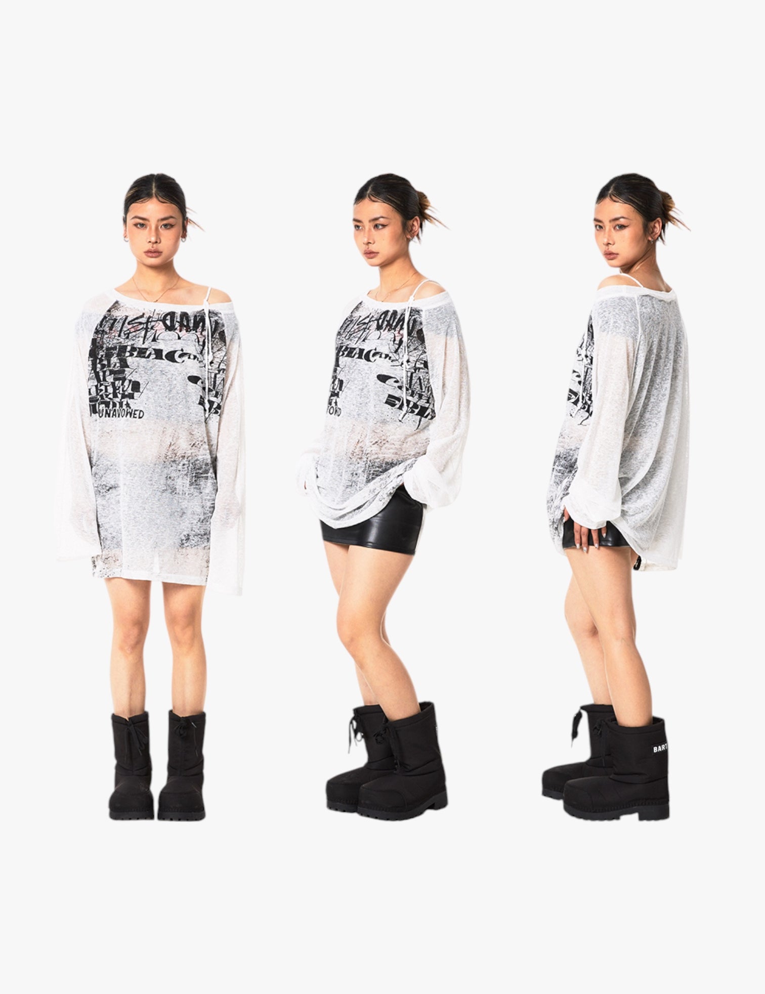 GKIKZ RETRO MICRO TRANSPARENT SHEER OFF-SHOULDER TOP