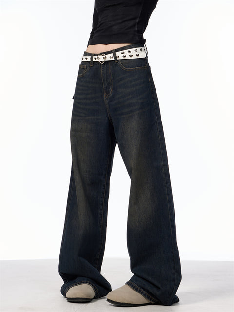 GKIKZ TRULY DULL OLD BLACK WIDE-LEG JEANS