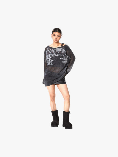 GKIKZ RETRO MICRO TRANSPARENT SHEER OFF-SHOULDER TOP