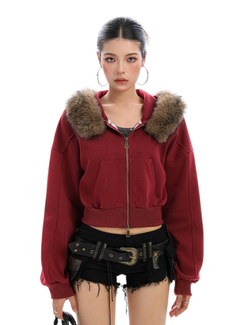 GKIKZ FOX FLARE ZIP-UP HOODIE