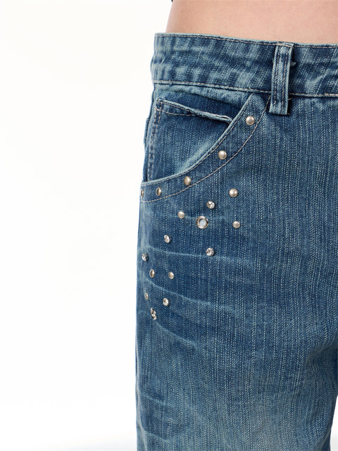 GKIKZ RIVET HIGH WAIST WIDE-LEG JEANS