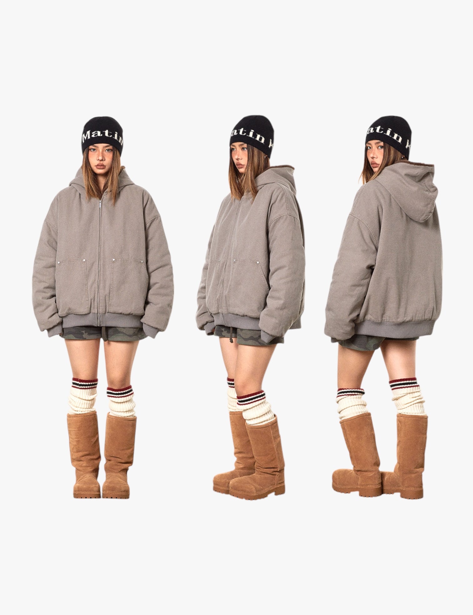 GKIKZ RETRO COTTON-PADDED THICKENED FUR JACKET