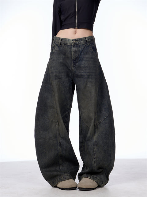 GKIKZ DIRTY SPLASH-INK MATCHET WIDE-LEG DENIM PANTS