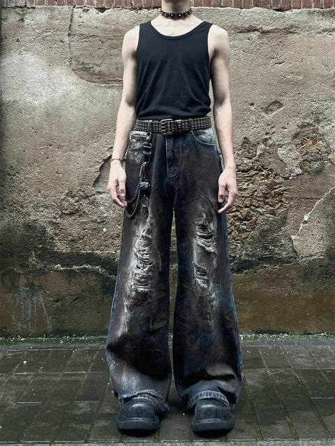 Total Destruction Dirty Baggy Jeans