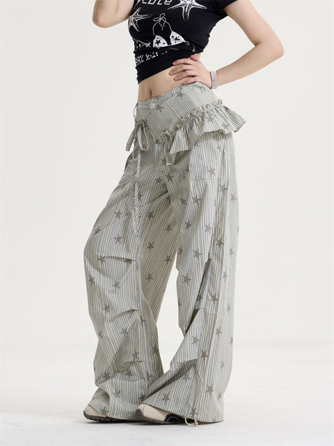 GKIKZ STARLACE RUFFLE WIDE-LEG PANT