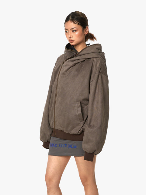 GKIKZ ASYMMETRIC ZIP-UP HOODED JACKET