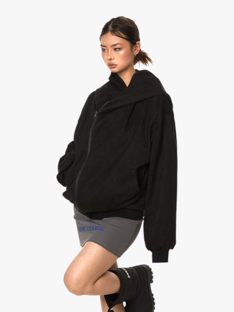 GKIKZ ASYMMETRIC ZIP-UP HOODED JACKET