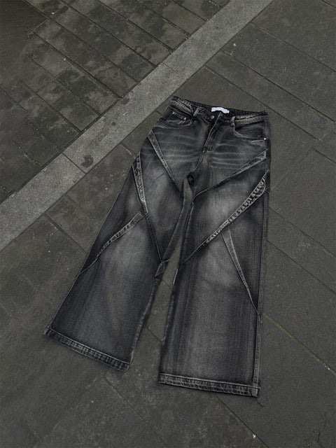 Heavy Washed Deconstructed Denim Baggy Jeans