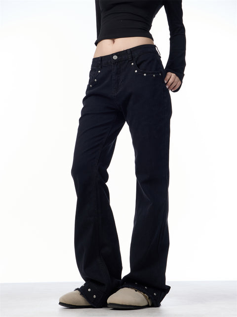 GKIKZ RETRO SKINNY WAIST STRETCH FLARED PANTS