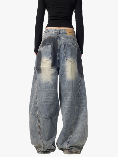 GKIKZ SPLASH INK MACHETE RIPPED WIDE-LEG JEANS