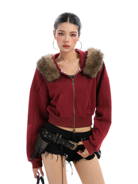 GKIKZ FOX FLARE ZIP-UP HOODIE