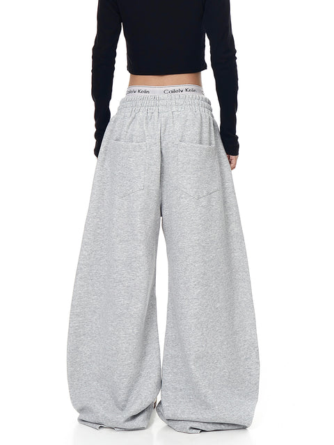 GKIKZ DETACHABLE PLAID SCARF LOOSE WIDE-LEG PANT