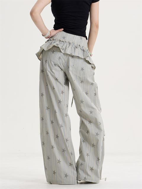 GKIKZ STARLACE RUFFLE WIDE-LEG PANT