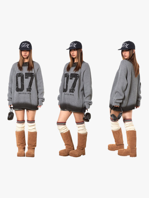 GKIKZ 07 OLD RIBBED THICK KNITTED SWEATER