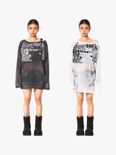 GKIKZ RETRO MICRO TRANSPARENT SHEER OFF-SHOULDER TOP