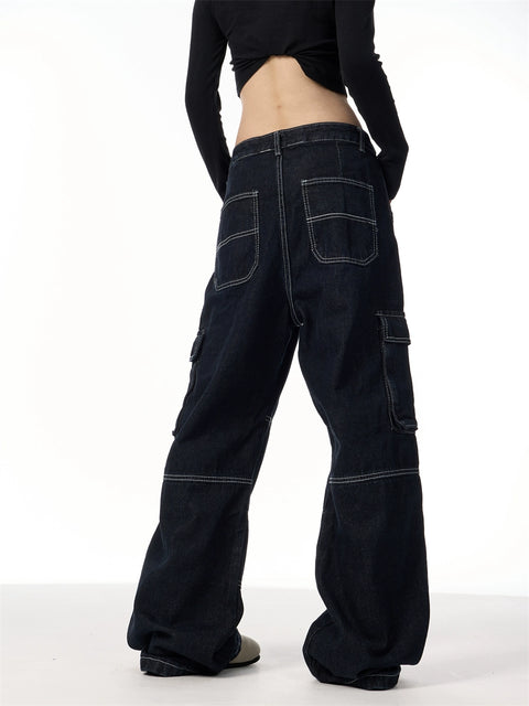 GKIKZ TIMELESS BIG POCKET HEAVY DENIM CARGO JEANS