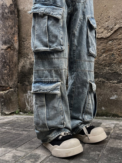 GKIKZ 11KN HEAVY DENIM MULTI-POCKET BAGGY JEANS
