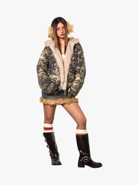 GKIKZ COTTON PADDED FUR COLLAR JACKET