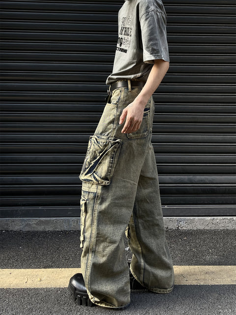 Saturated Dull Pockets Denim Baggy Jeans