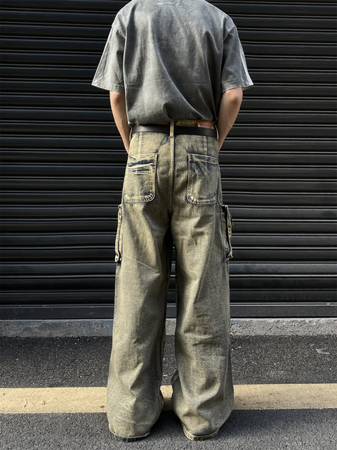 Saturated Dull Pockets Denim Baggy Jeans