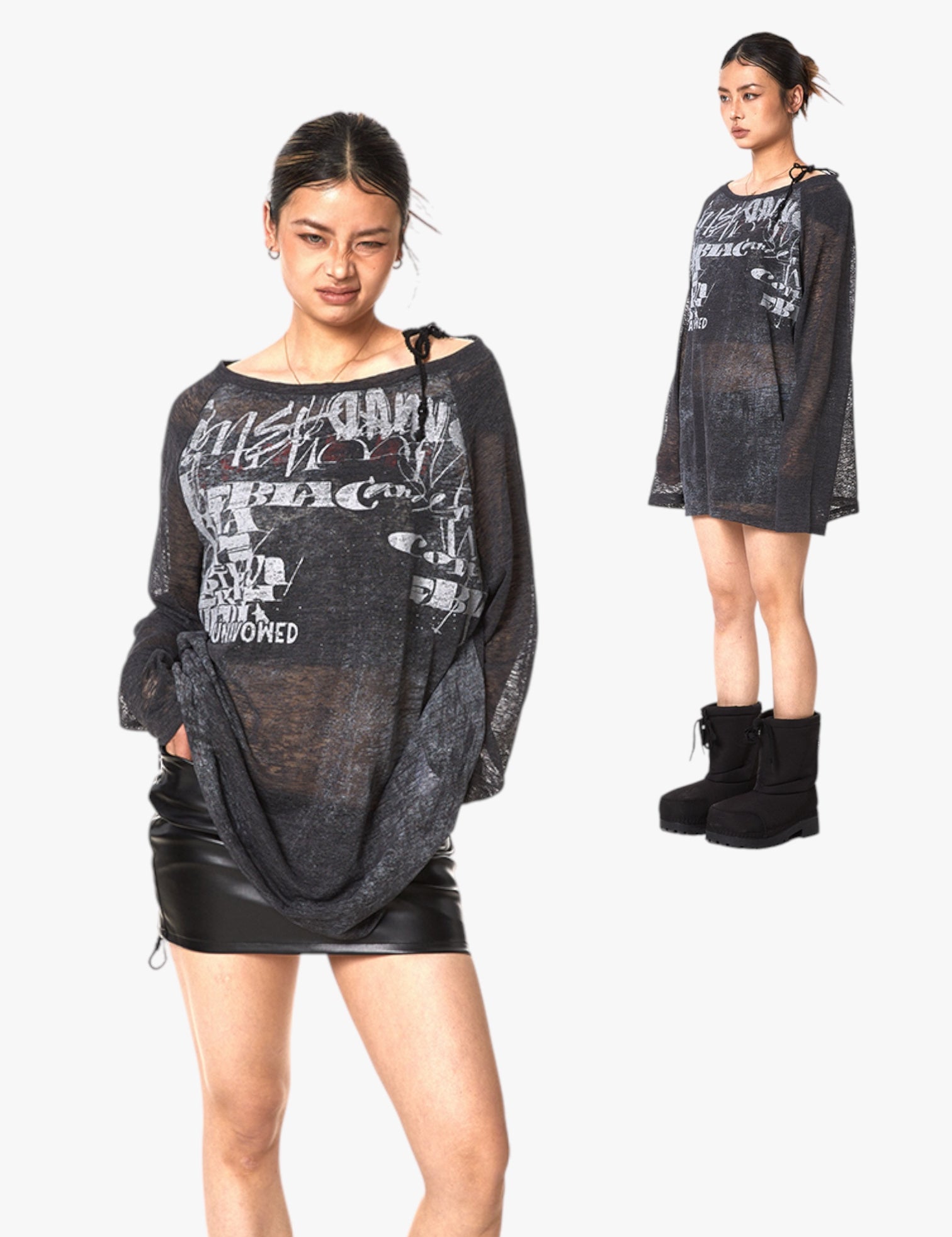 GKIKZ RETRO MICRO TRANSPARENT SHEER OFF-SHOULDER TOP