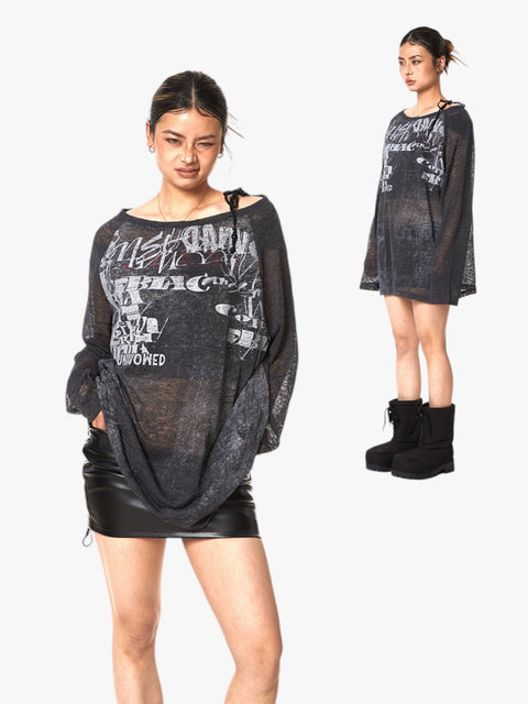 GKIKZ RETRO MICRO TRANSPARENT SHEER OFF-SHOULDER TOP