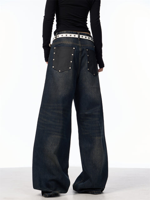 GKIKZ TRULY DULL OLD BLACK WIDE-LEG JEANS