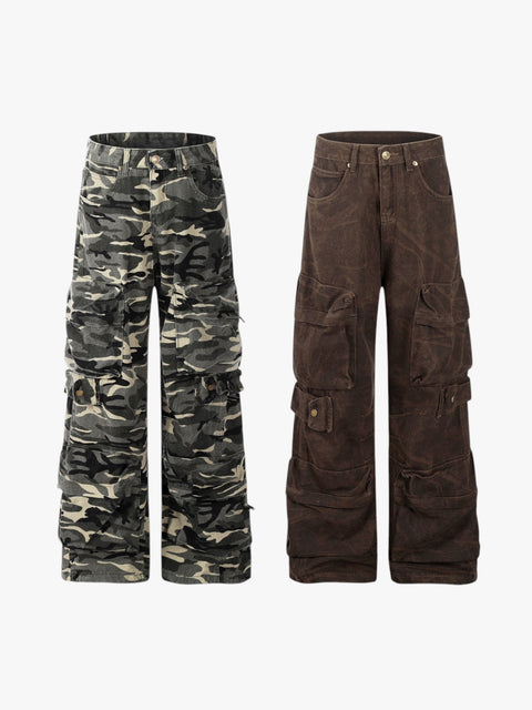 GKIKZ RUGGED CHARM WIDE-LEG CARGO PANTS