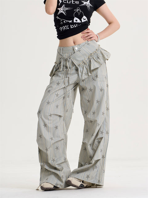 GKIKZ STARLACE RUFFLE WIDE-LEG PANT