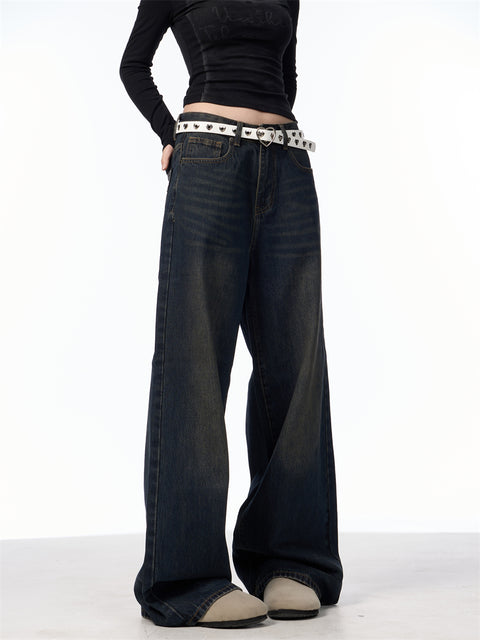 GKIKZ TRULY DULL OLD BLACK WIDE-LEG JEANS