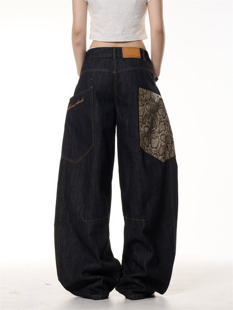 GKIKZ PYTHON PATCH WIDE-LEG JEANS