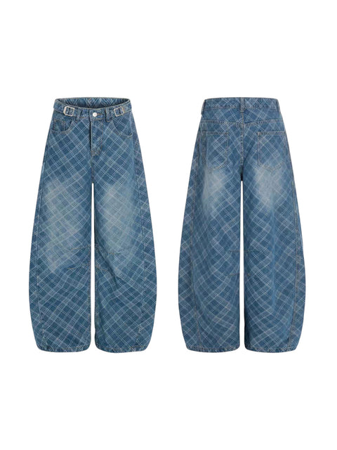 Shadow Grid Wide-Leg Denim