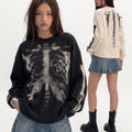 Skeleton Graphic Waffle Sweatshirt