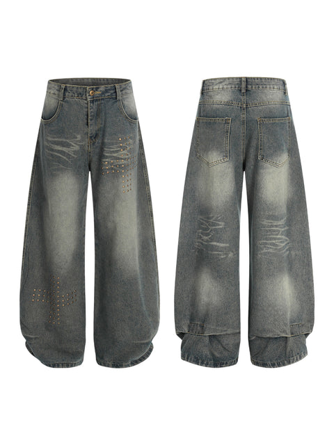 Rivet Deconstructed Distressed Denim Jeans