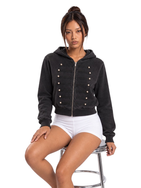Regalia Military-Trim Cropped Hoodie