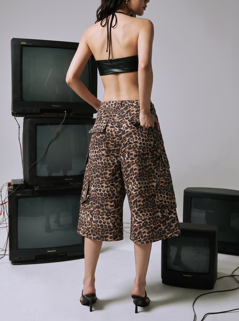 Leopard Cropped Denim Jeans